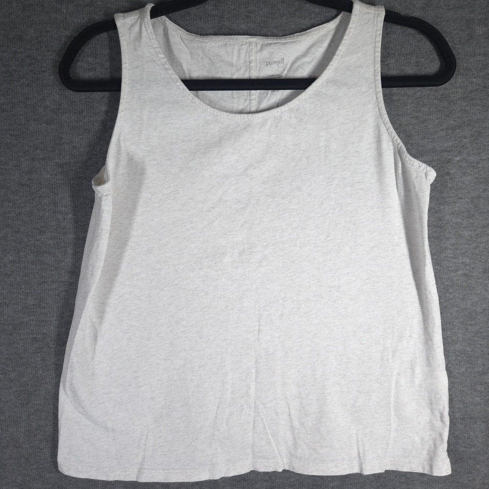 Pure Jill Tank Top Women XS Petite Ivory 100% Cotton Sleeveless Layering Casual